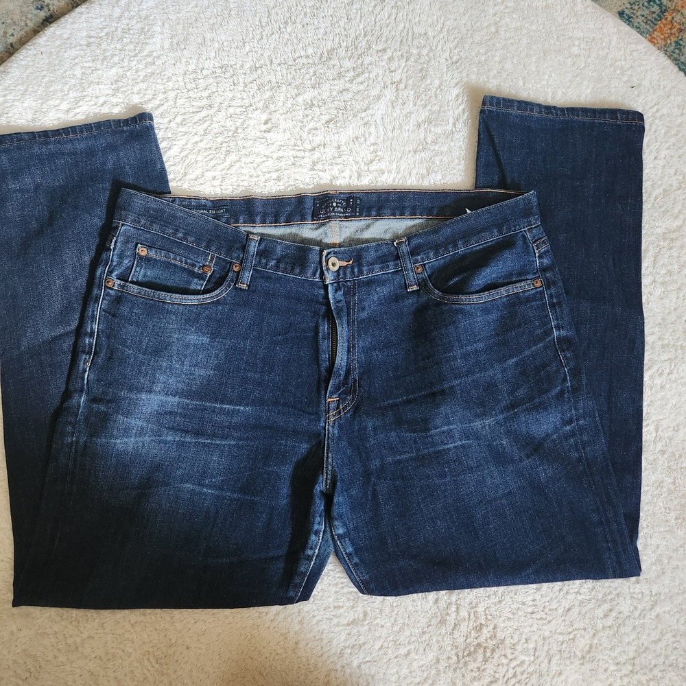 Lucky Brand 221 Original Straight Jeans Mens 40x32 Dark Wash Stretch Denim Blue